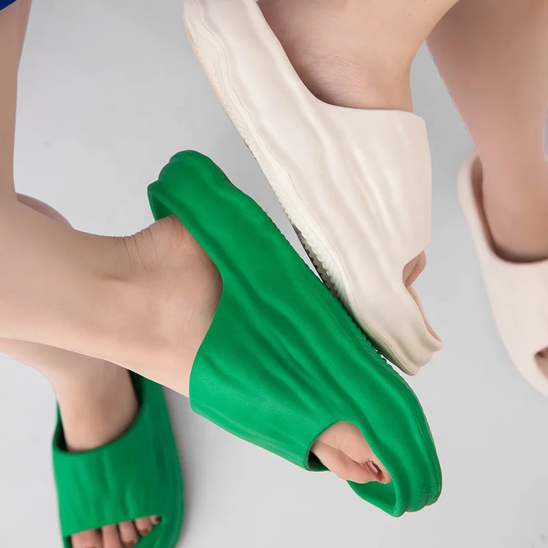 

2022 Light Weight Anti-slip Women Sandals Soft Thick Sole House Slides Pure Color Green Indoor Eva Slippers, Green, pink, white, black