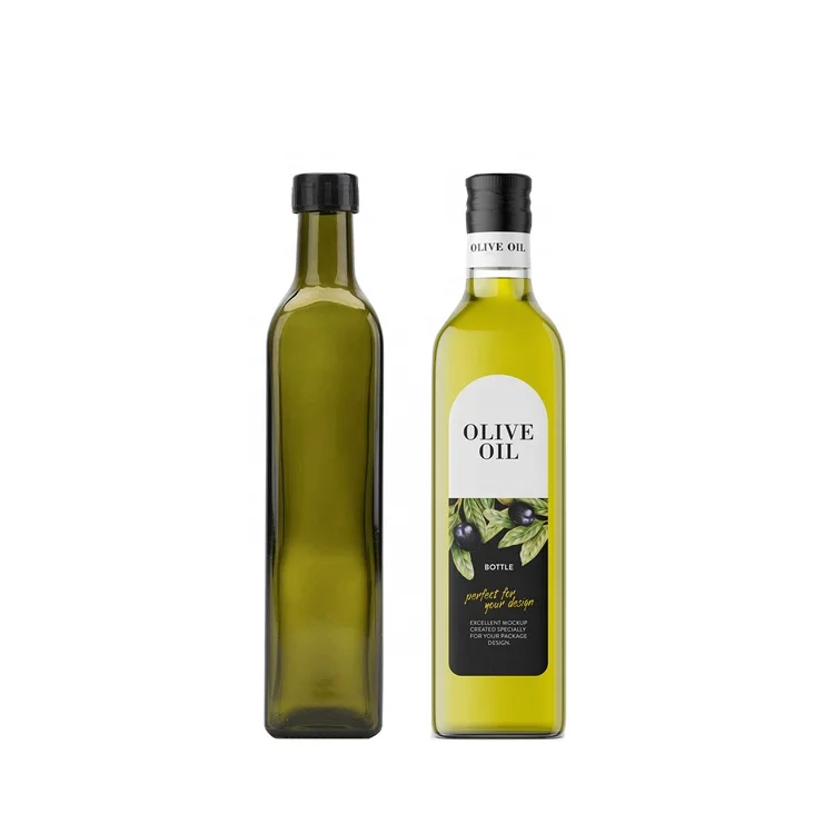 

Custom Logo Food Grade 250Ml 500Ml 750Ml 1000Ml Square Dark Green Glass Olive Oil Bottle