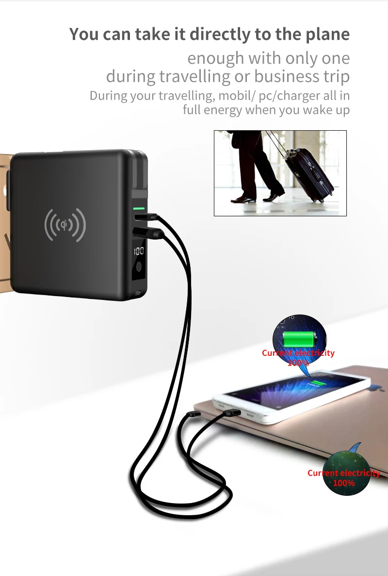Fold design 3 in 115w fast charge wireless charger stand 10000mah fast charging adapter Wireless Powerbank for all phones RK-C44 - ANKUX.COM