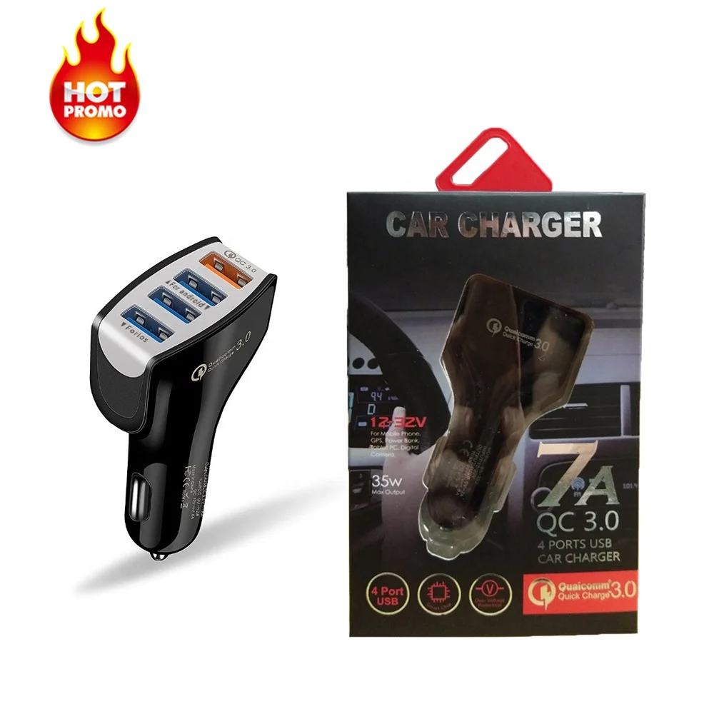 
Car Charger USB Fast Charging 4 Ports for iPad Mobile Phone Tablet PC MP3 Player 