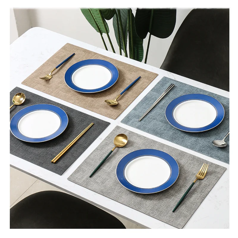

2021 Hot Selling Washable Woven PVC Vinyl Table Mats Heat Resistant Cloth Placemat for Kitchen Dining Patio Table Decorations, As pictures/or customized