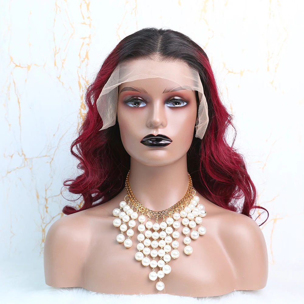 

Lace Front Wig Body Wave Wig 99J Long Color Lace Front Human Hair Brazilian Curly Lace Human Hair Wig For Black Women