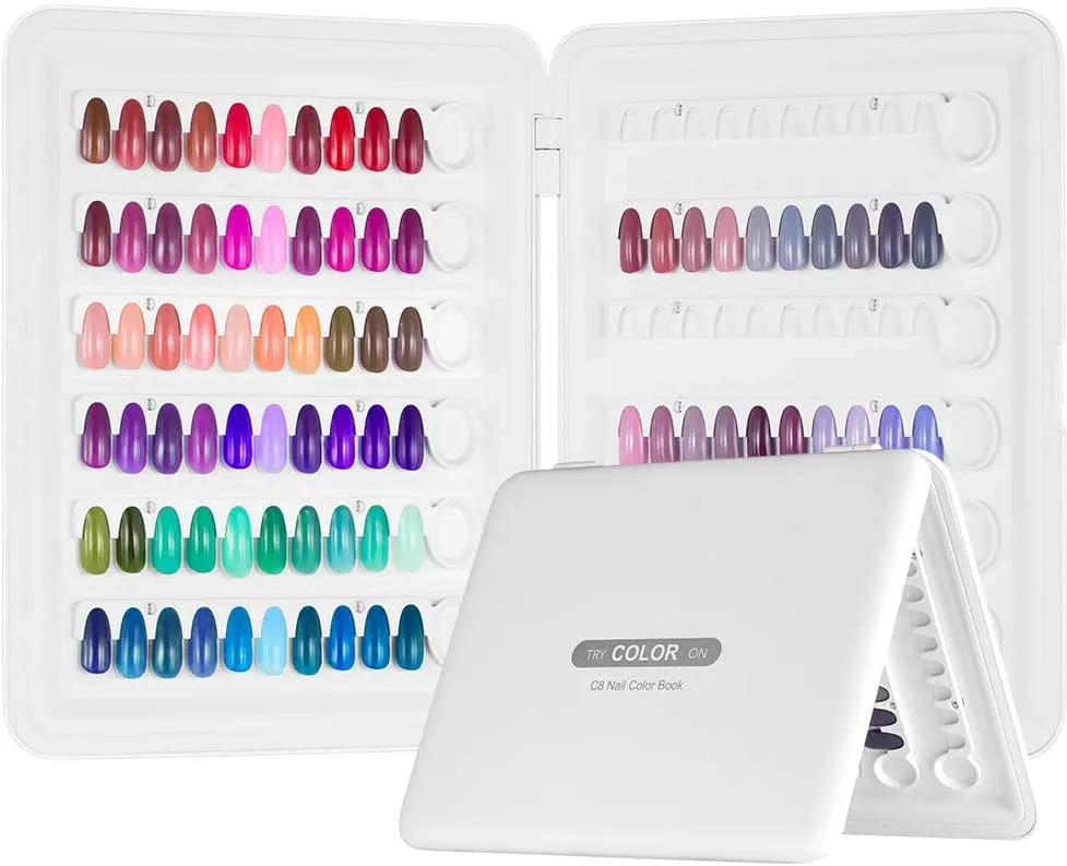 

Nail salon uv gel nail polish 120 colors chart showcase nails display tips book, White