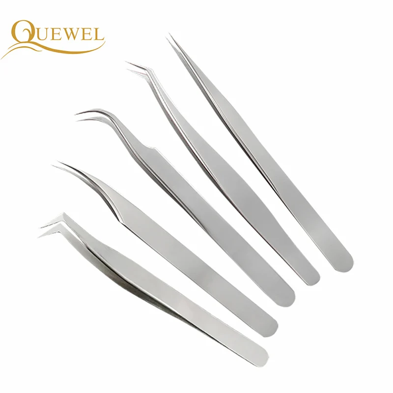 Wholesale Price Customized LOGO Lash Tweezer Top Quality Eyebrow Eyelash Tool Eyelash Extension Silver Tweezers