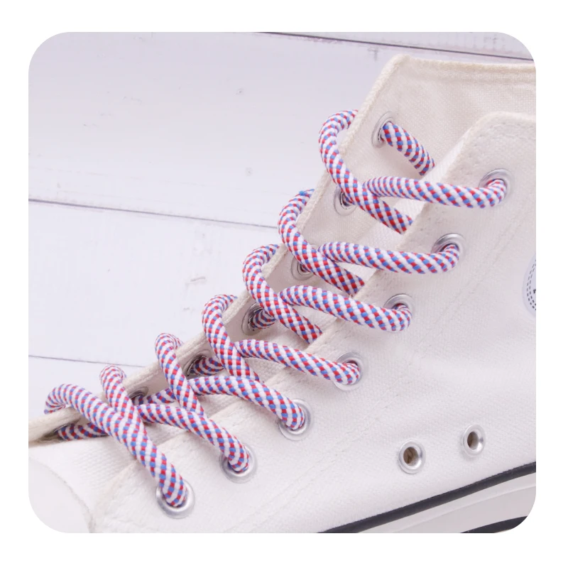 

Weiou High Quality Support Customised Printed Logo Polyester Round Helicoid Shoelaces Round Rope Draw Cord