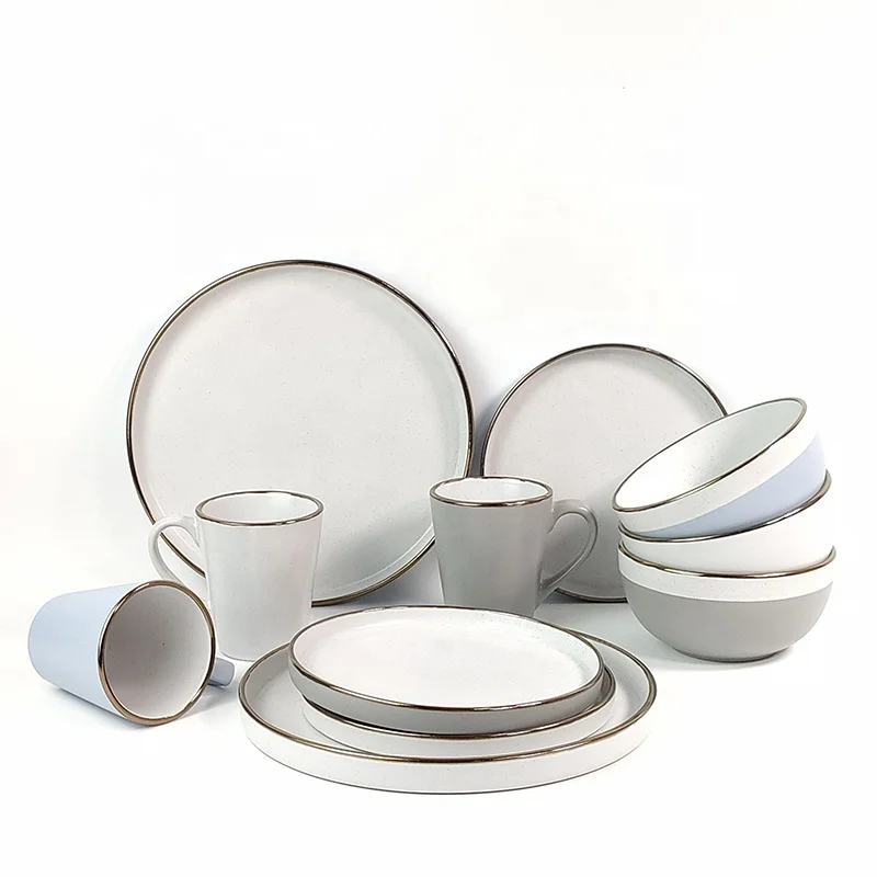 

Wholesale 20 pcs Scratch Resistant Modern Rustic Dinnerware- Kitchen Stoneware Serving Dishes Ceramic Dinner Plates Set