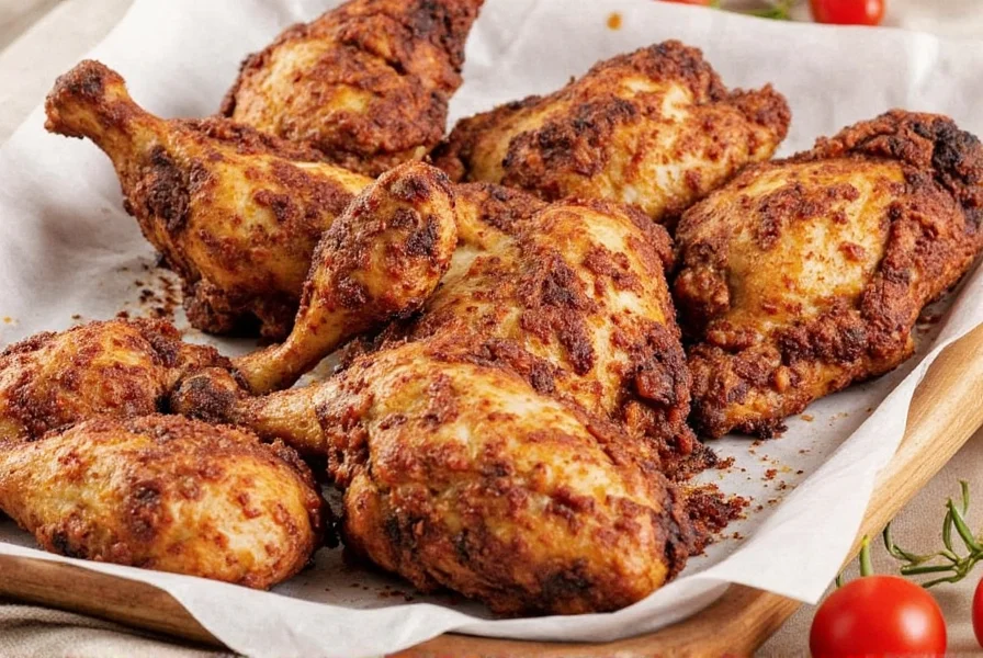 Chicken marinating in seasoning mixture
