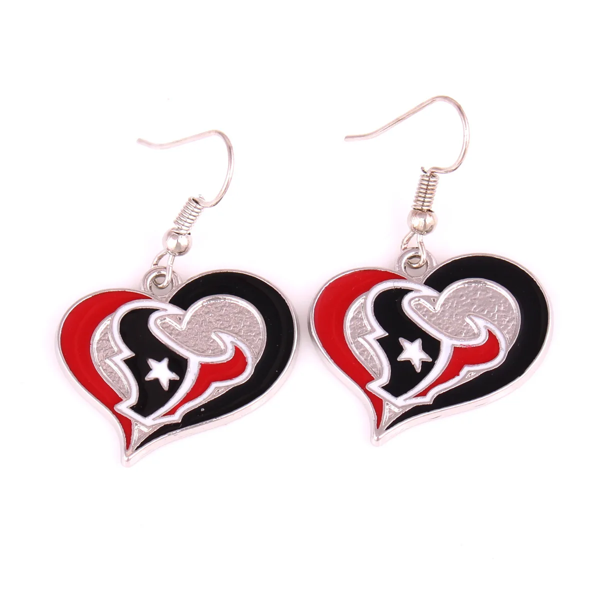 

Silver plated NFL Houston Texans Championship heart-shaped earrings