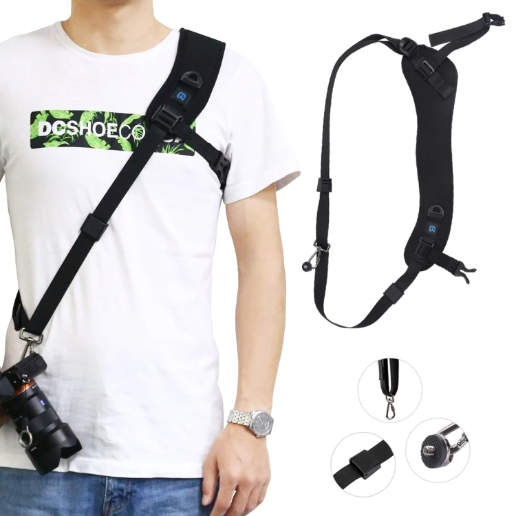 

Factory Sale Quick Release Anti-Slip Soft Pad Nylon Breathable Curved Camera Strap with Metal Hook for SLR / DSLR Cameras