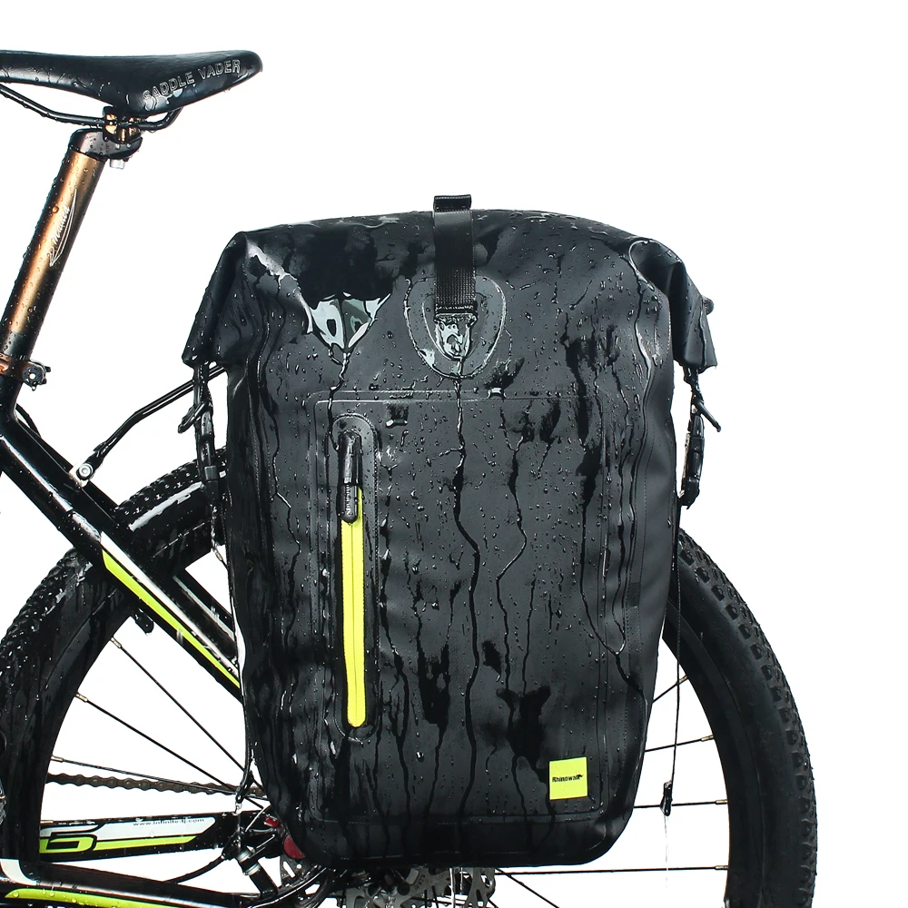 

UPANBIKE Bike Rear Rack Pannier Bag 25L Waterproof PVC Bicycle Rear Seat Trunk Bag Cycling Storage Shoulder Bag Pouch UP721, All black;black+green