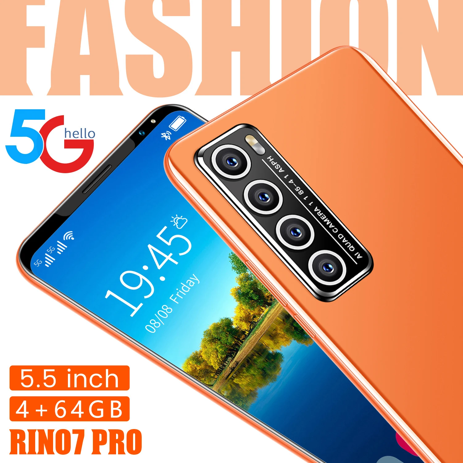 

Rino7 Pro 4 + 64GB dual card + micro -SD 10 core 5.5 inch smartphone face recognition 24 + 48mp 4000mAh smartphone Android 10.0