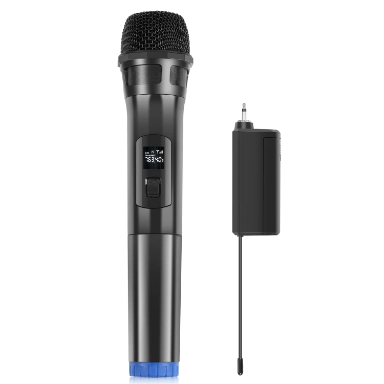 

New Design PULUZ UHF Wireless Dynamic Microphone Professional Karaoke Microphone For Singing Room With LED Display, Black, gold