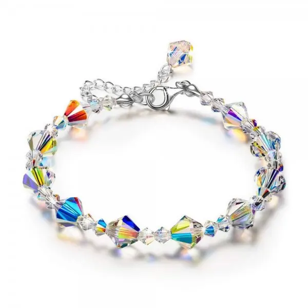 

Charm bracelet beaded crystal bracelet Stretch rope  length bangle for couple girls women, As shown