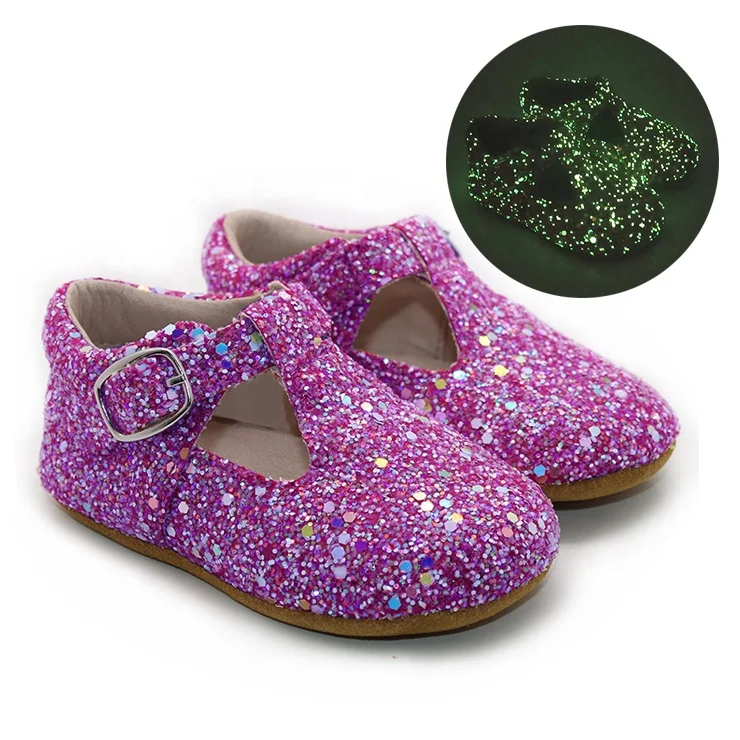 

customization glow in the dark baby girl kids leather baby walking dress shoes, Multi colors available