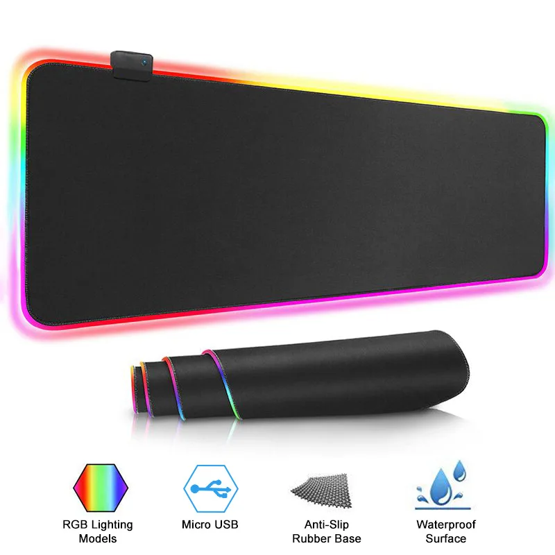 

RGB Gaming Mouse Pad with 14 Lighting Modes Desk Pad with multi size Big Custom Mouse Pads
