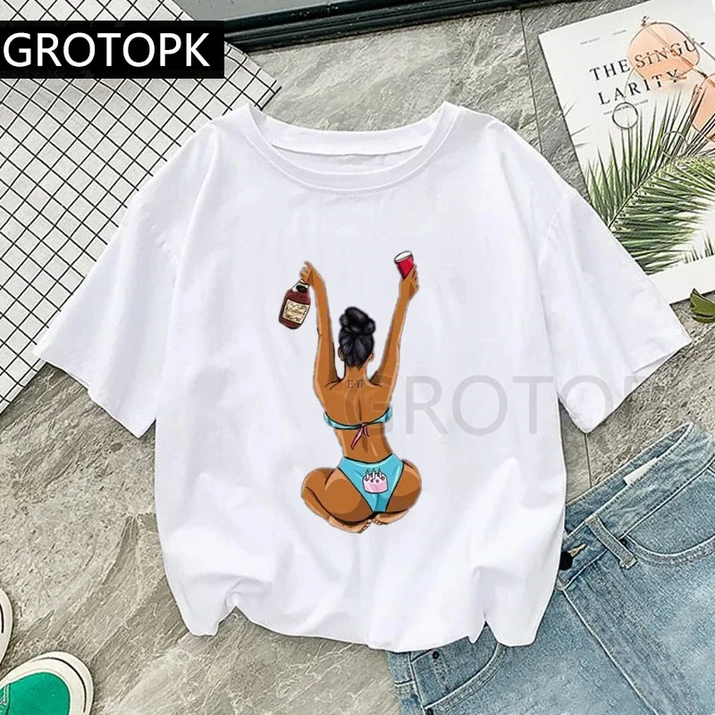 Wholesale SUMMER T Shirt Women Fashion Tshirt Female Clothing Graphic Black Girl Tees For Femme T-Shirt Clothes Tops