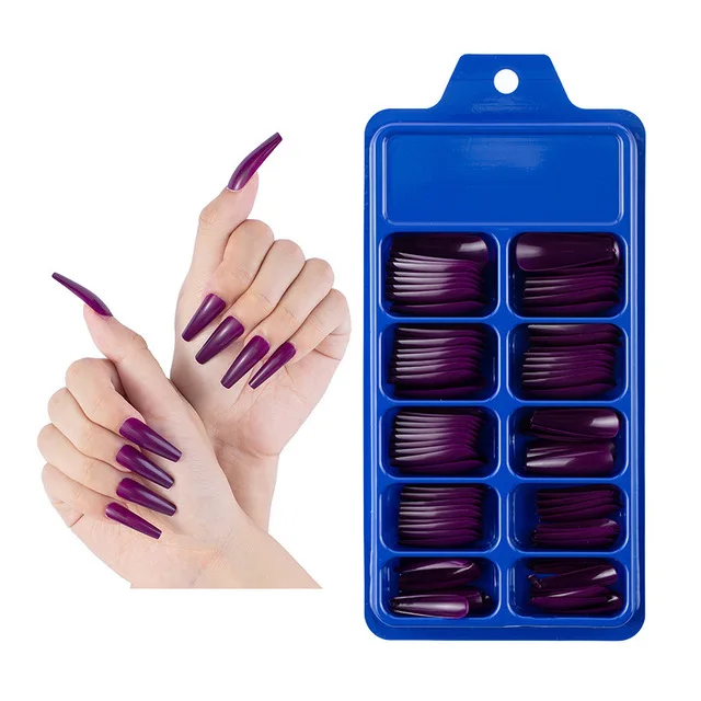 

ZY0493B OEM/ODM fashional Design 100pcs/box Artificial Nail Tips False Plastic Nail Fingernails, Multiple colour