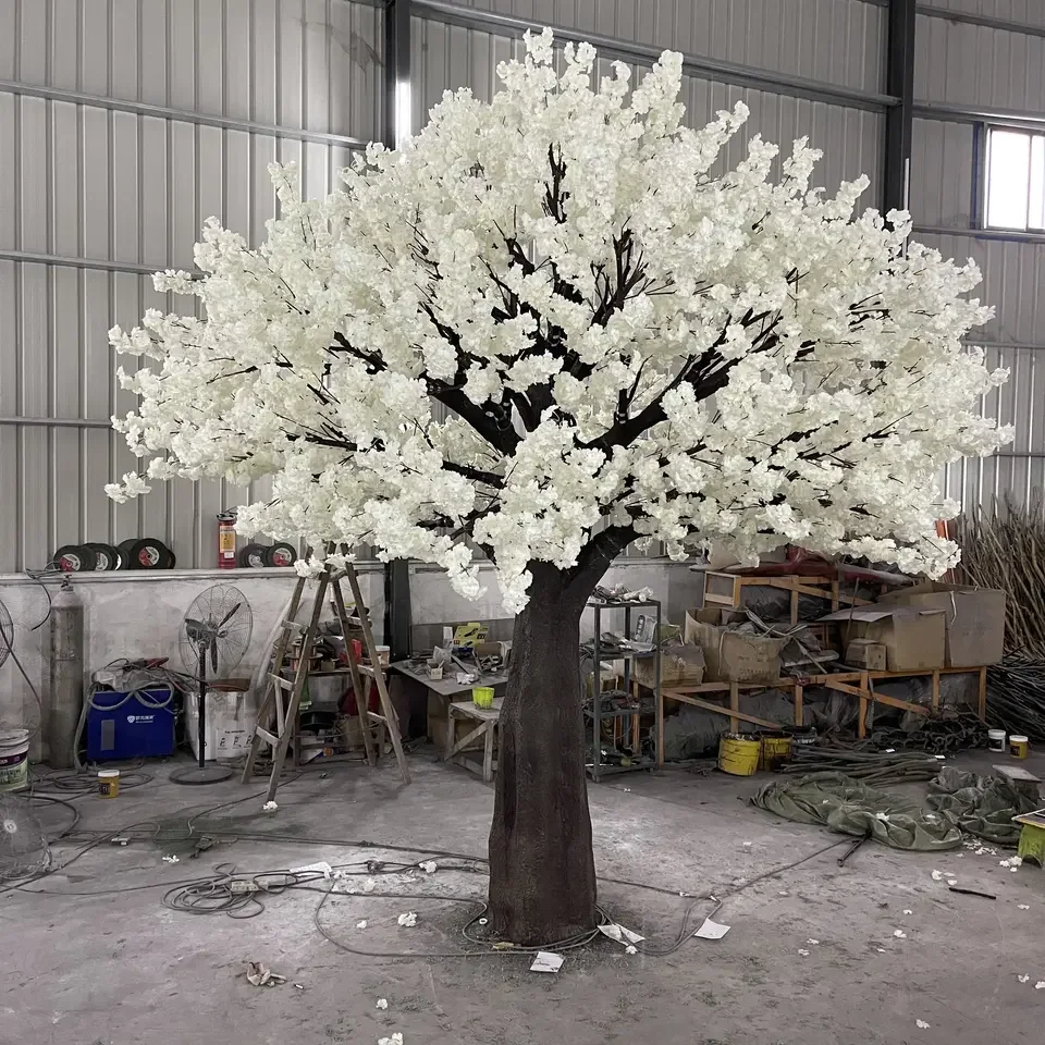 

Customized Big Artificial Cherry Blossom Tree Silk 1.5M-6M Pink White Fake Cherry Tree For Wedding Hotel Restaurant Decoration