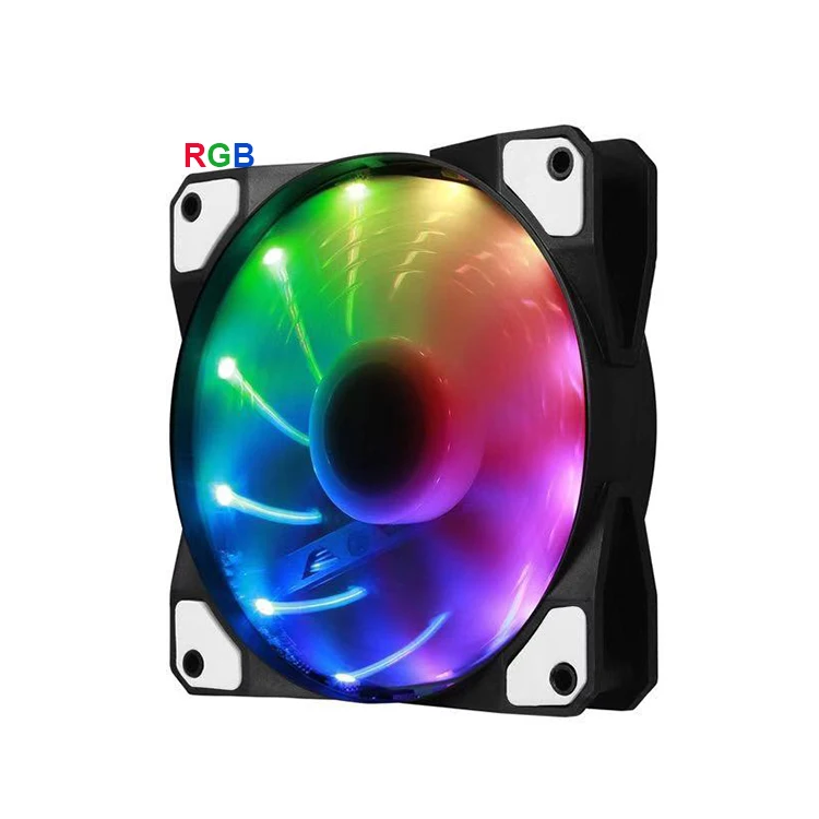 

12 RGB LED Lights Cooling Fan PC Case Cooler 12cm Cooling Fan 4pin/3pin Interface Low Noise Radiator