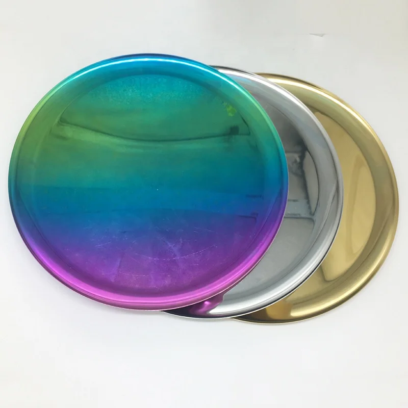 Modern Style Stainless Steel Storage Tray Colorful Decor Snack Foods Plate Dish Wedding decorative plate stand MP-03
