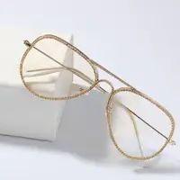 

Men's Top Quality Hip Hop iced Out Vintage Gold Frame Glasses