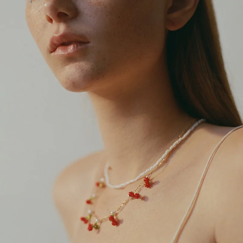 

Yingchao Za 2020 Hot Sell Fashion Pure Handmade Cherry Watermelon Pineapple Strawberry Statement Pendant Necklace Jewelry Women
