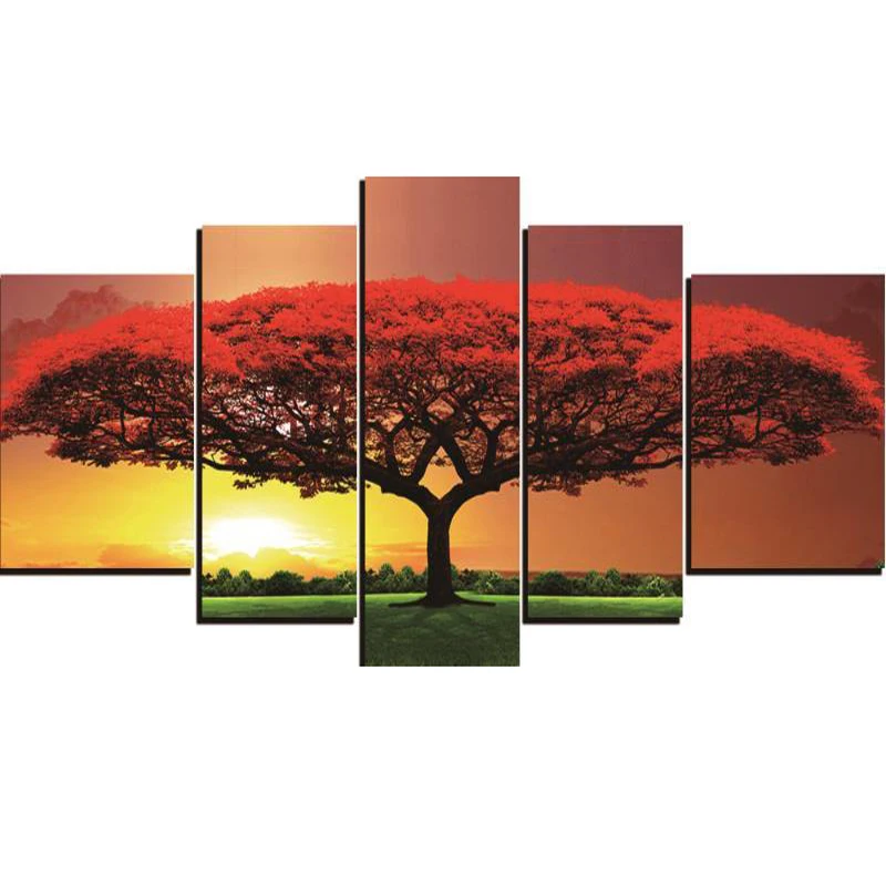 

Wall Art Modern Print 5 Piece Home Decor Landscape Oil Paintings Prints Tree Custom Poster Nature Canvas Painting