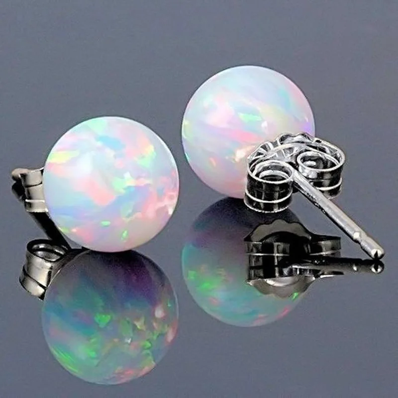 

AliExpress Wish Hotselling Natural Stone Stud Earring White Round Opal Stud Earring