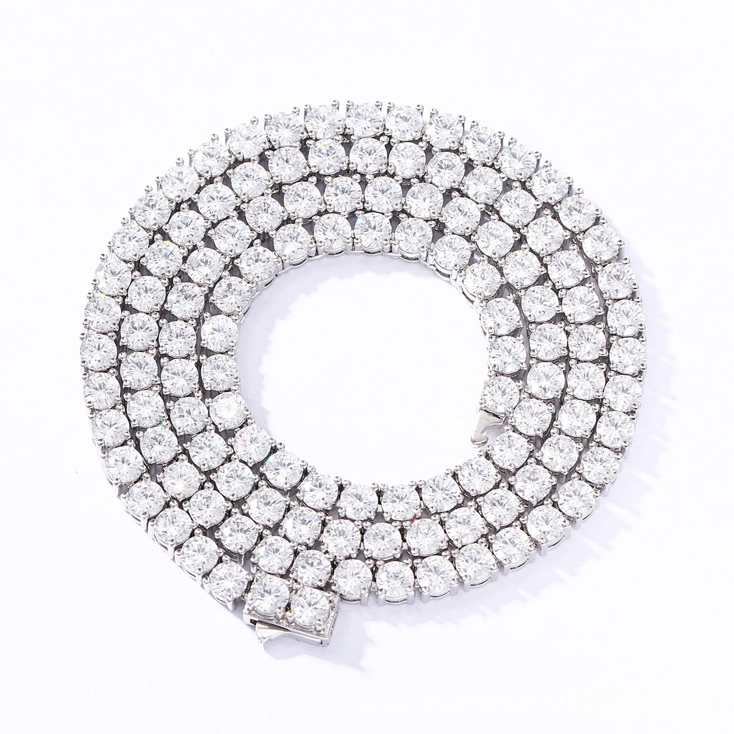 

4MM Hip Hop Necklace Cz Chain Zircon Cluster Plated Tennis Necklace Gold