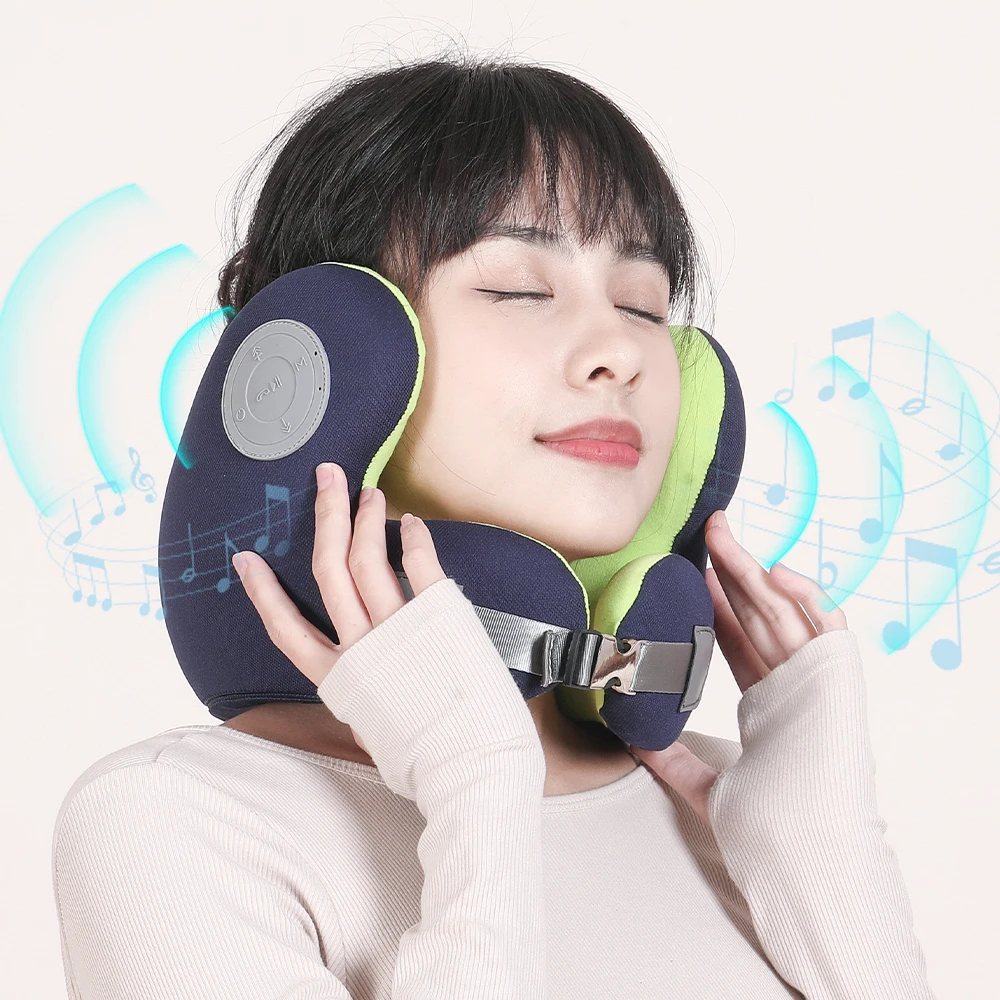 

SAIEN Multi Functional Music Bluetooth Neck Rest Cushion 3 in1 U Shape Memory Foam Travel Neck Pillow for Airplane