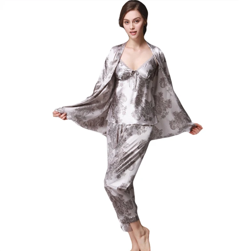 

High Quality Long Sleeve Silk Robe Satin Sexy Robe for Women