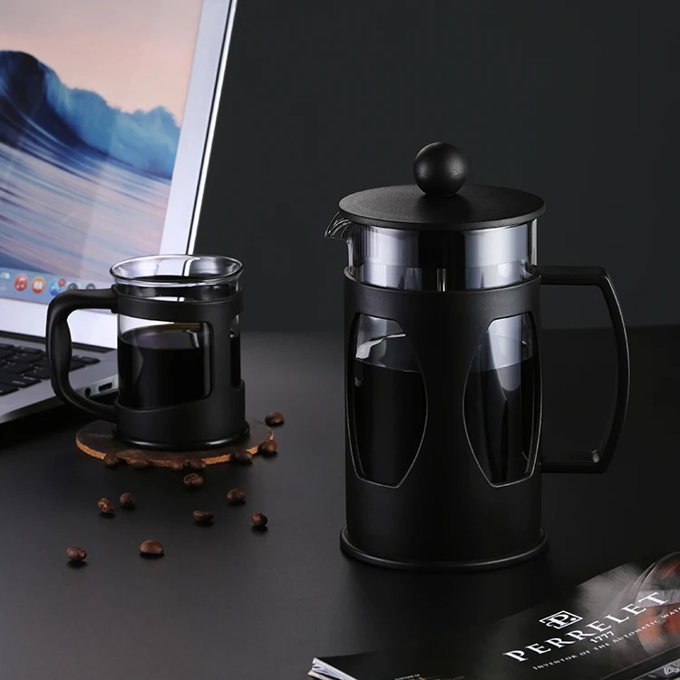 

Amazon Hot 350ml Insulated Black PP&Heat-resistant Glass Prensa Francesa Coffee French Press Coffee Maker, Customized color