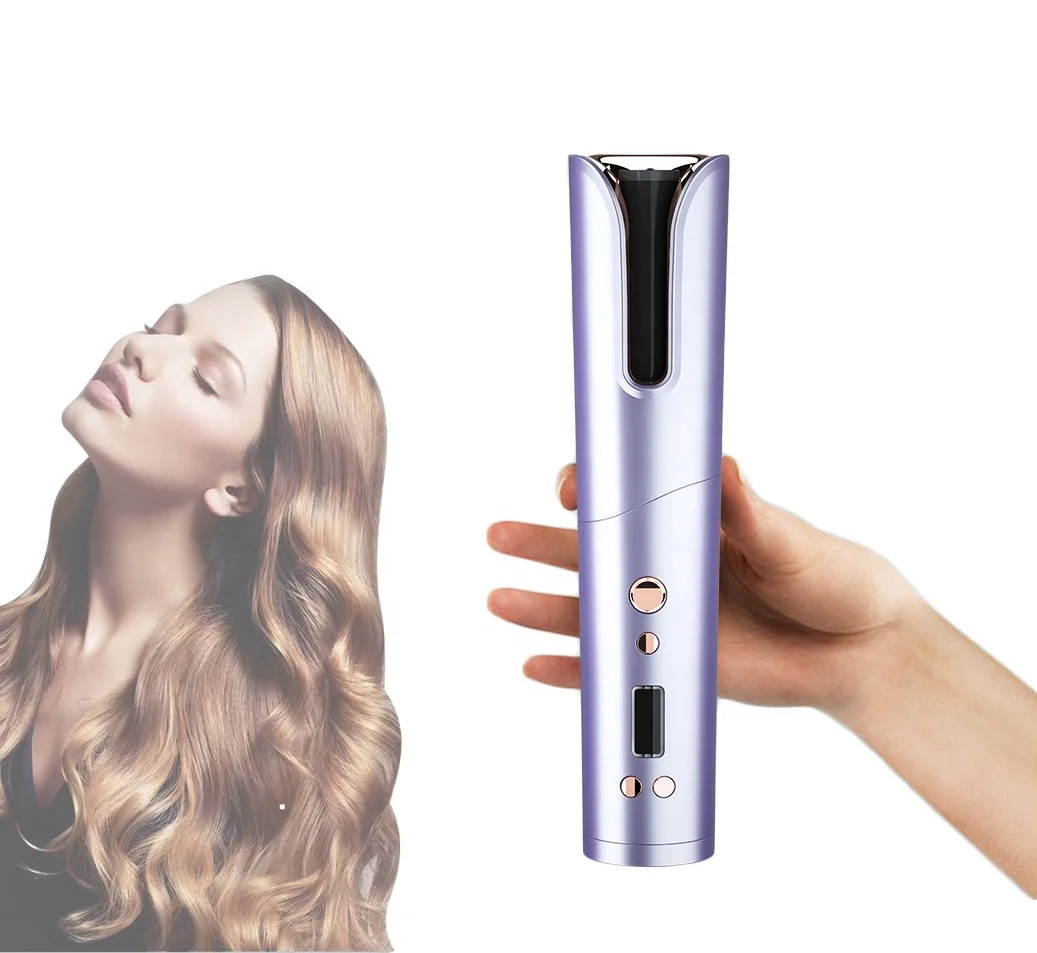 

Hot Sale Wireless Hair Curler Automatic Hair Curling Iron USB Rechargeable Magic Cordless Electric auto rotating Curler, Customized color