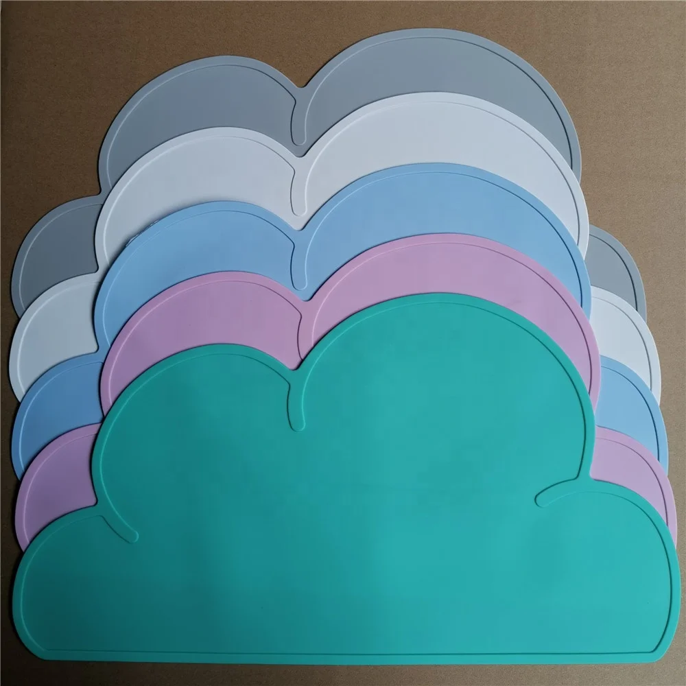 

BPA Free Cloud Shape Kids Dining Table Place Mat Baby Silicone Placemat, Available in 5 colors, and can customize