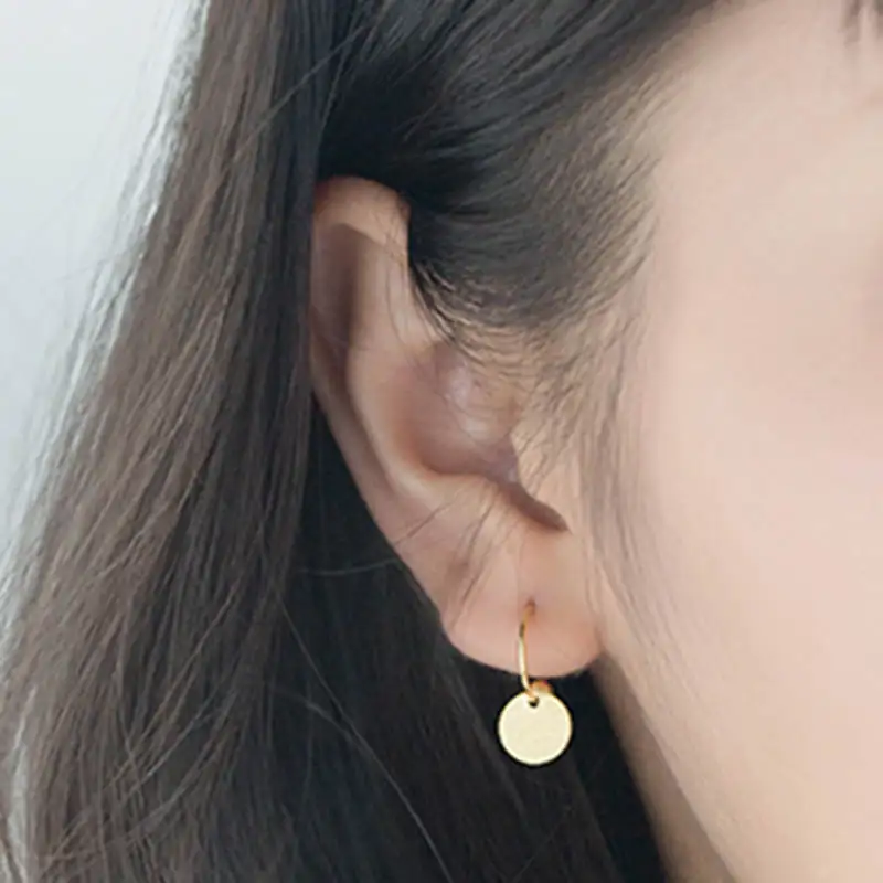 

gold fashion jewellery 925 sterling silver geometric round hoop earrings daily wear