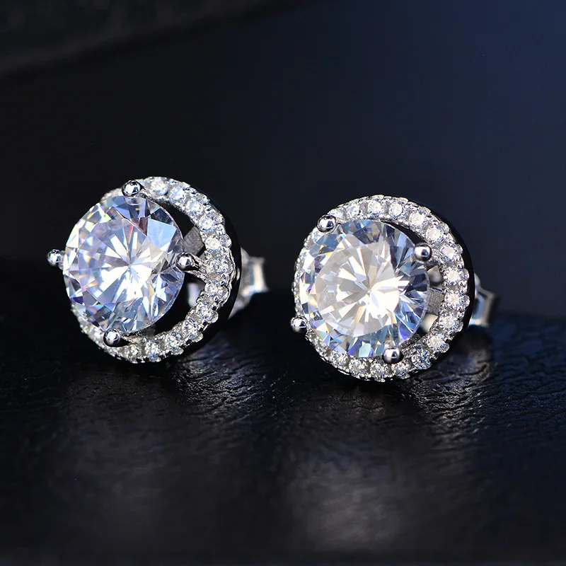 

S925 round halo earrings