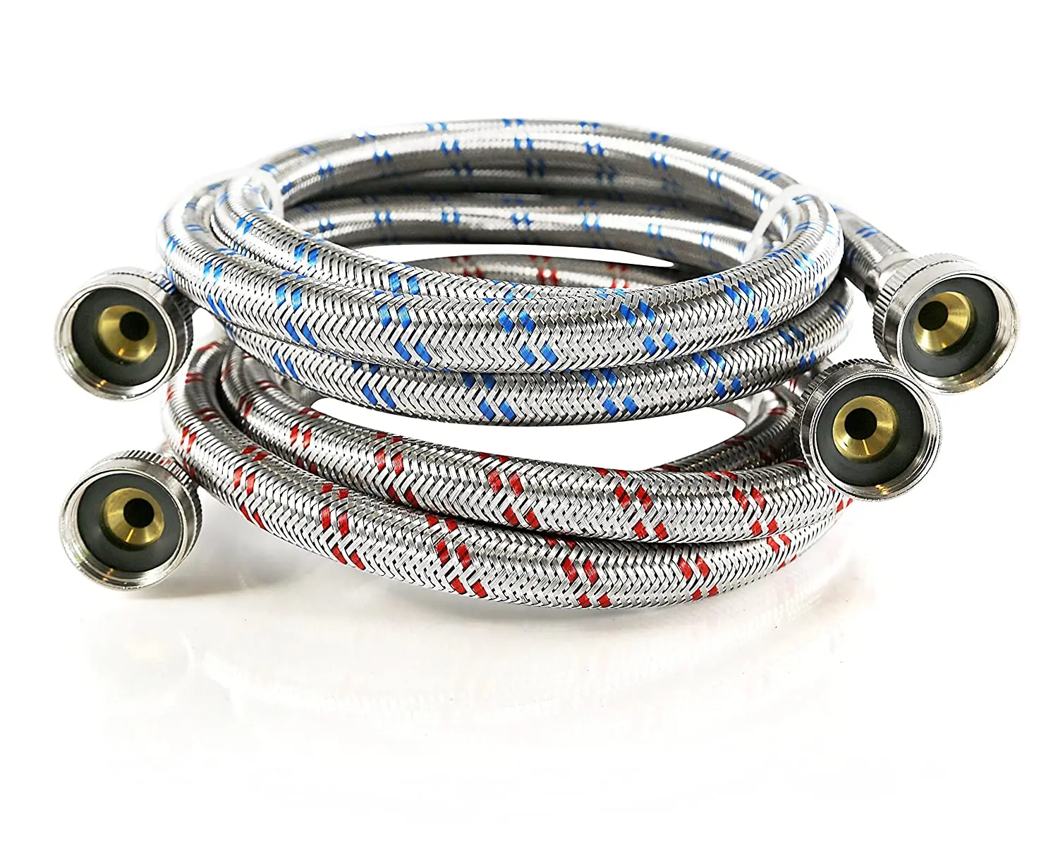 2pack Stainless Steel Washing Machine Hoses Burst Proof,6ft Long Hot And Cold Water Supply