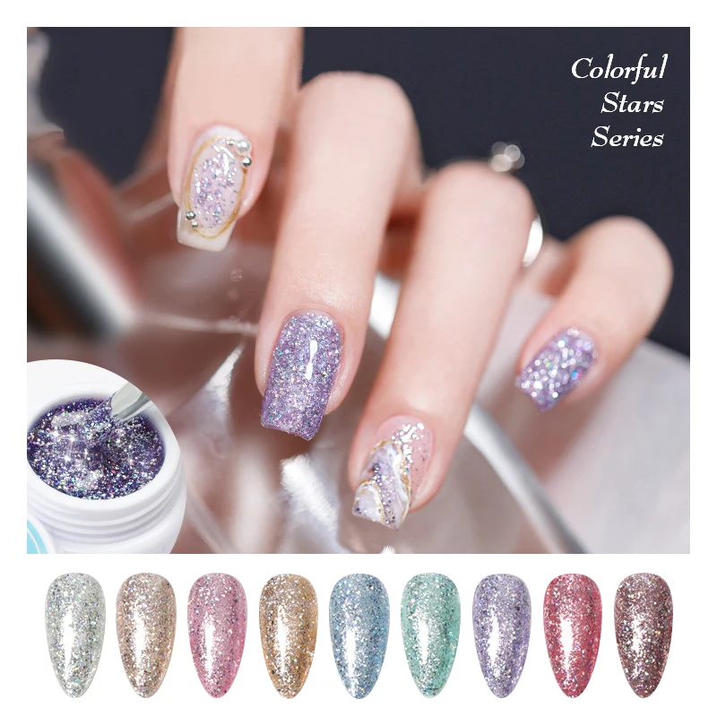 

Shining Colorful Nail Polish Glitter Nails Supplies Salon Gel Polish Private Label 2021, 9 colors