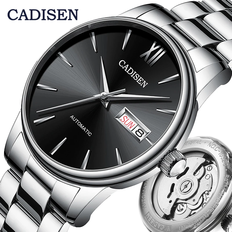 

Cadisen C1032 classy silver men mechanical wrist watch high quality Waterproof Calendar Simple tourbillon automatic wristwatch