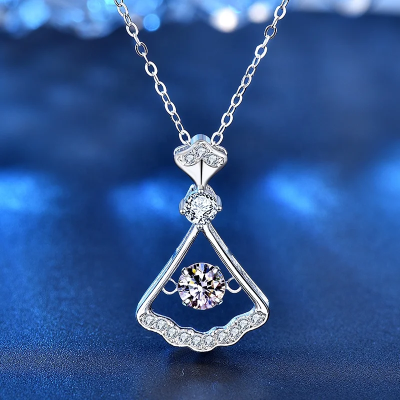 

925 Sterling Silver Total 0.5ct Moissanite Skirt Necklace Pass Diamond Test Excellent Cut Moissanite Clavicle Chain for Women