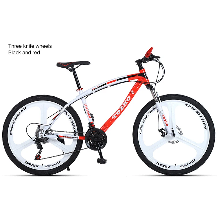 

Safe mountain bike variable speed integrated wheel male and female off-road bike adult mountain bike, White red, white yellow, white green, white black