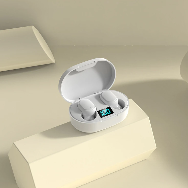 

E6S Digital Display BT earphone maca sports wireless BT headset mini earbuds stereo in-ear Real Wireless headset, Black