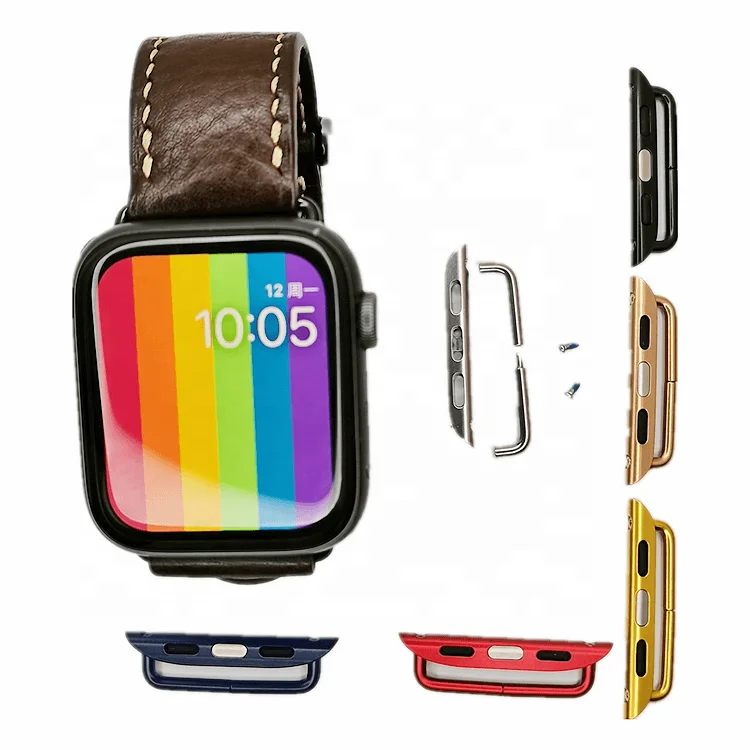 

Suitable for Apple watch connector, high quality stainless steel bend screw, universal Iwatch strap adapter, Silver/ black/gold/ rose gold. can be customized in more colors