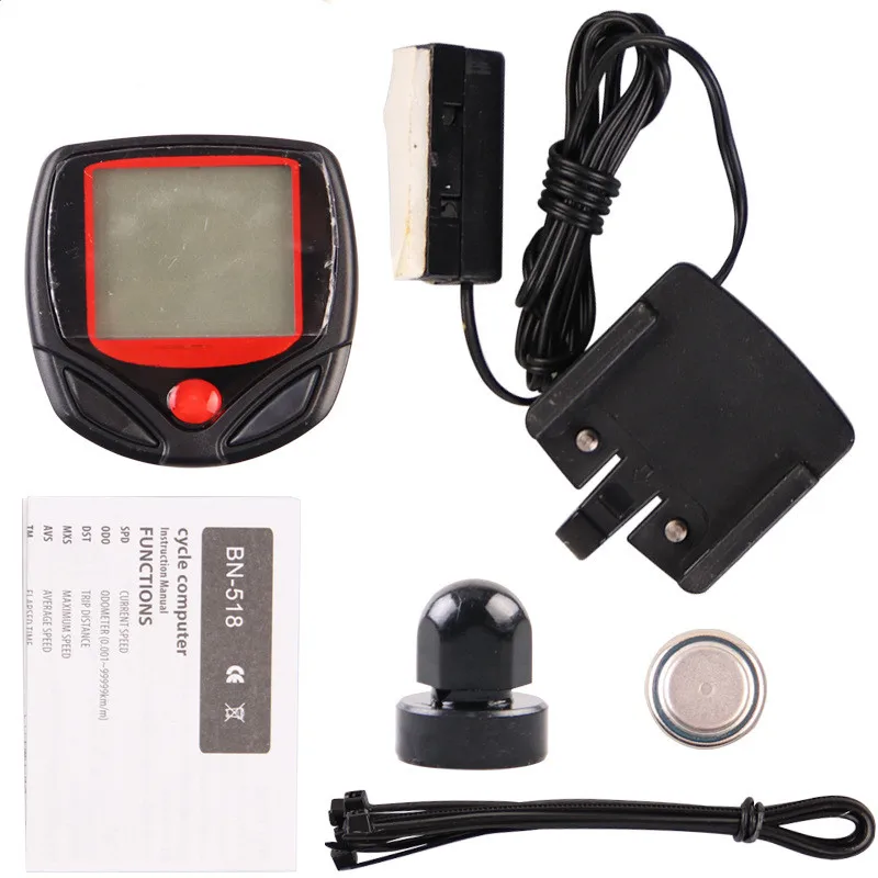 

Mountain bike code table bicycle speedometer digital speedometer, Black