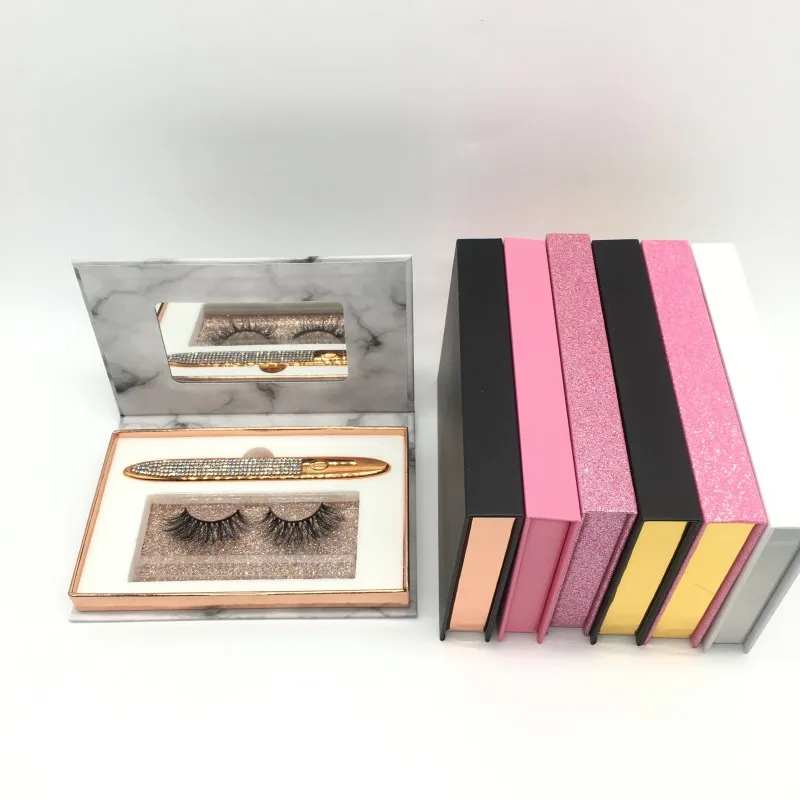 

Hot Sale 25mm Mink Lashes Box Set with Tweezers Handmade 100% Real 3D Mink Eyelashes, As pics show