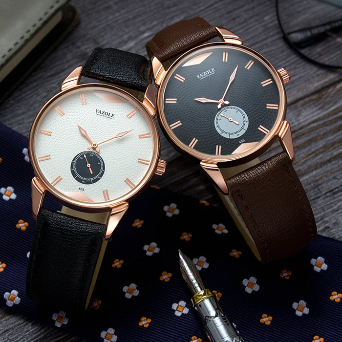 

YAZOLE M 405 Men write watch OEM Your Logo Luxury Business Quartz Minimalist Leather Watch Waterproof Watches