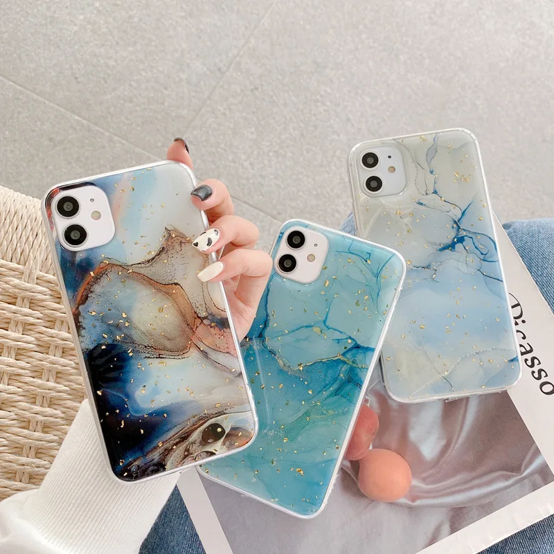 

Wholesale Fashion Gold Marble Tpu Mobile Phone Case with glitter For Iphone 11 12 pro max