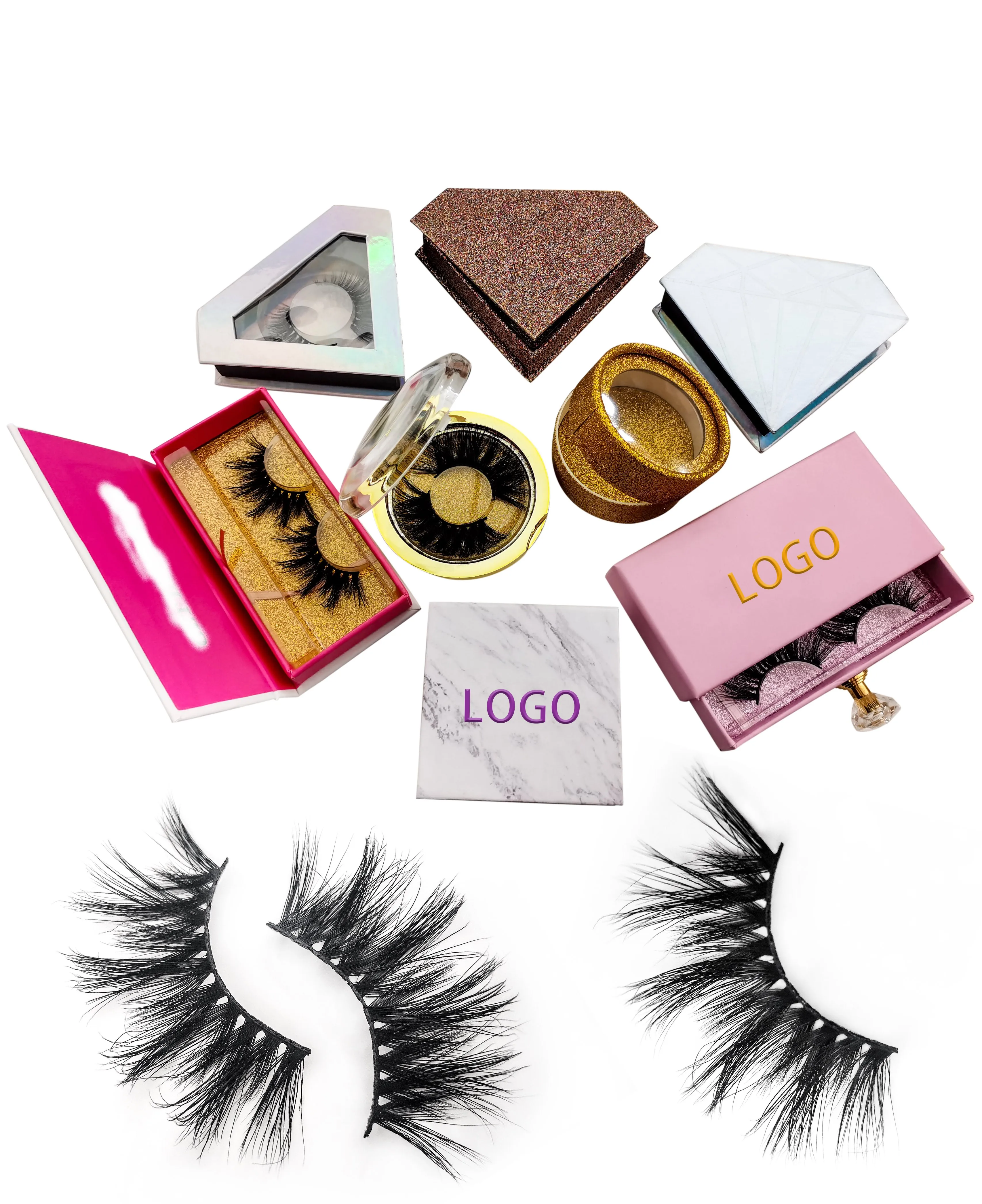 

AG130 Mixed wholesale magnet box A free sample cruelty free korean silk 3d mink 16mm eyelashes, Black color