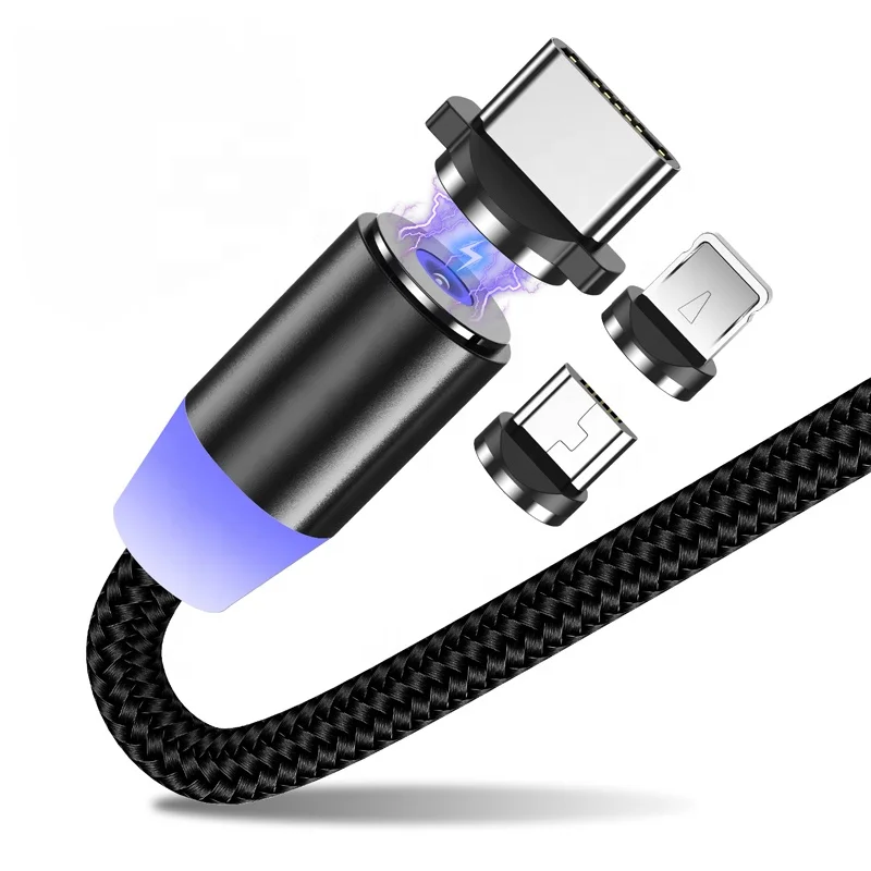 

Free Shipping Magnetic Cable 3 in 1 5A Fast Charging QC3.0 Charger cable with 3 interface, Silver,grey,red,black