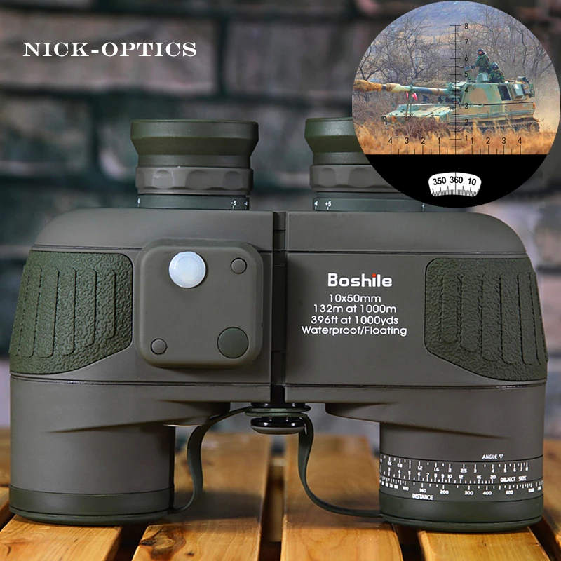 

Boshile binocular Military 10x50 professional Marine binoculars Waterproof Digital Compass telescope high power lll night vision